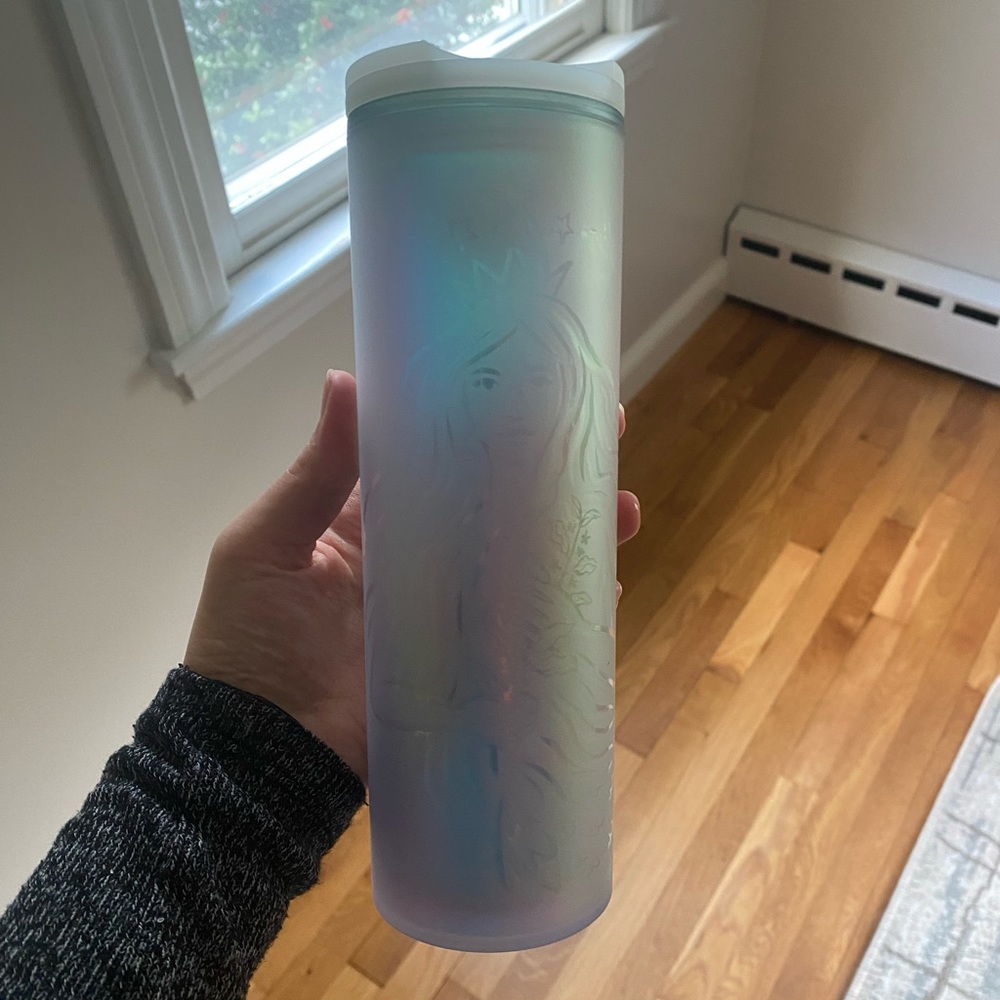 RARE Starbucks irridescent rainbow mermaid coffee cup tumbler